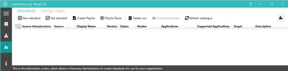 Harmony admin screen