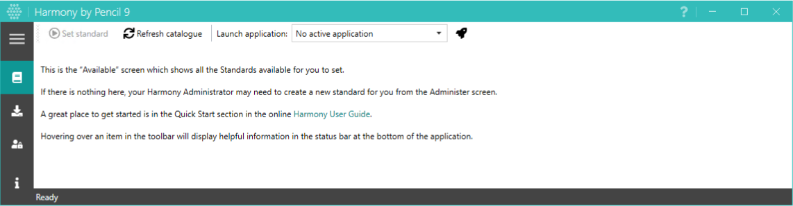 Harmony Available screen